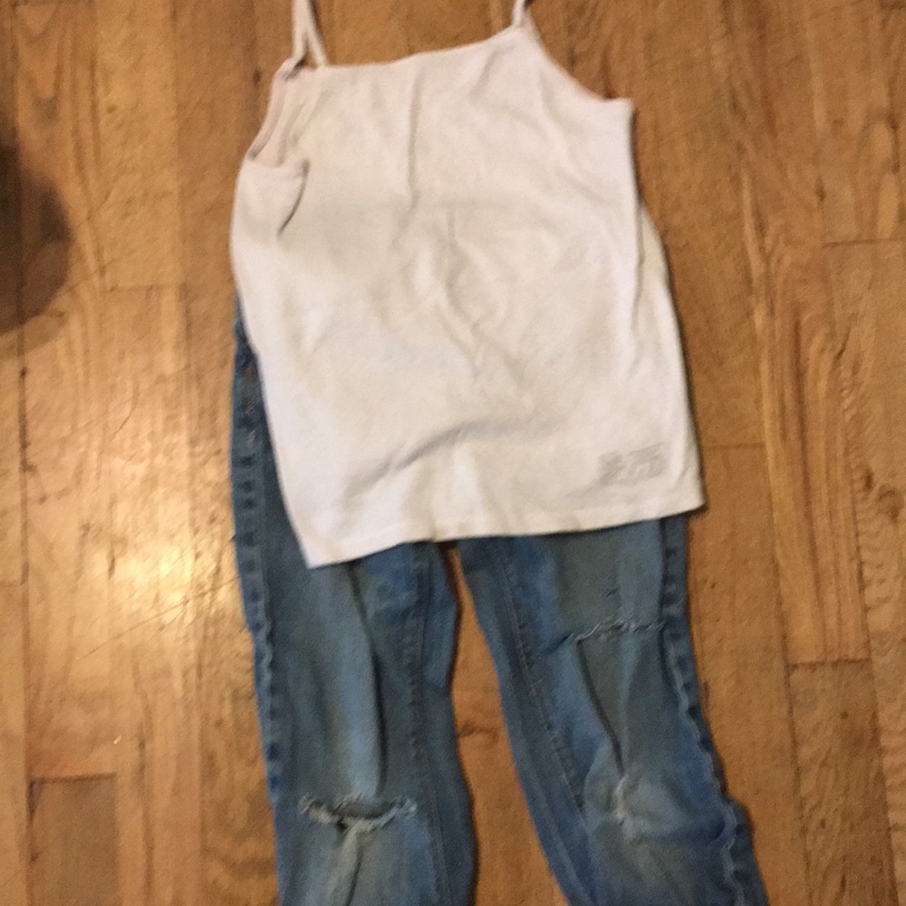 White tang top jeans
